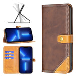 BF12 Color Matching Double Line Leather Phone Case, For iPhone 13 Pro Max