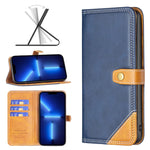 BF12 Color Matching Double Line Leather Phone Case, For iPhone 13 Pro Max