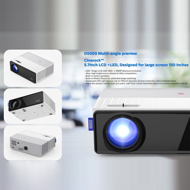 جهاز عرض رقمي عالي الدقة VIVIBRIGHT D5000 بدقة 1920x1080P، 420 ANSI، 6000 لومن، LCD + LED، نسخة أساسية، قابس أمريكي، قابس بريطاني