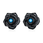 S925 Sterling Silver Black Rose Ear Stud Women Earrings, Black Rose