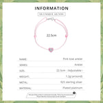 S925 Sterling Silver Pink Heart Anklet Women Jewelry