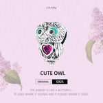 S925 Sterling Silver Cute Owl Beads DIY Bracelet Necklace Accessories, Cute Owl
