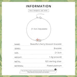 S925 Sterling Silver Cherry Blossom Bracelet Women Jewelry, Cherry Blossom