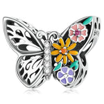 S925 Sterling Silver Flower Butterfly Beads DIY Bracelet Necklace Accessories, Flower Butterfly