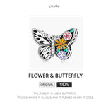 S925 Sterling Silver Flower Butterfly Beads DIY Bracelet Necklace Accessories, Flower Butterfly