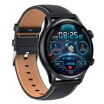 HK8Pro 1.36 inch AMOLED Screen Leather Strap Smart Watch, Support NFC Function / Blood Oxygen Monitoring, Leather Strap (Black), Leather Strap (Gold), Leather Strap (Silver)