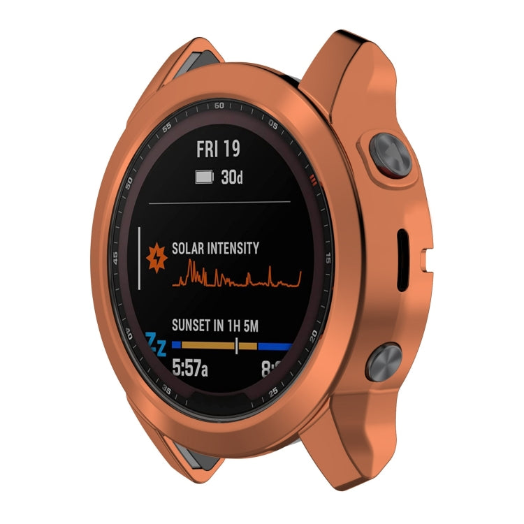 TPU Half-pack Hollowed Electroplating Watch Case, For Garmin Fenix 7S, For Garmin Fenix 7X, For Garmin Fenix 7