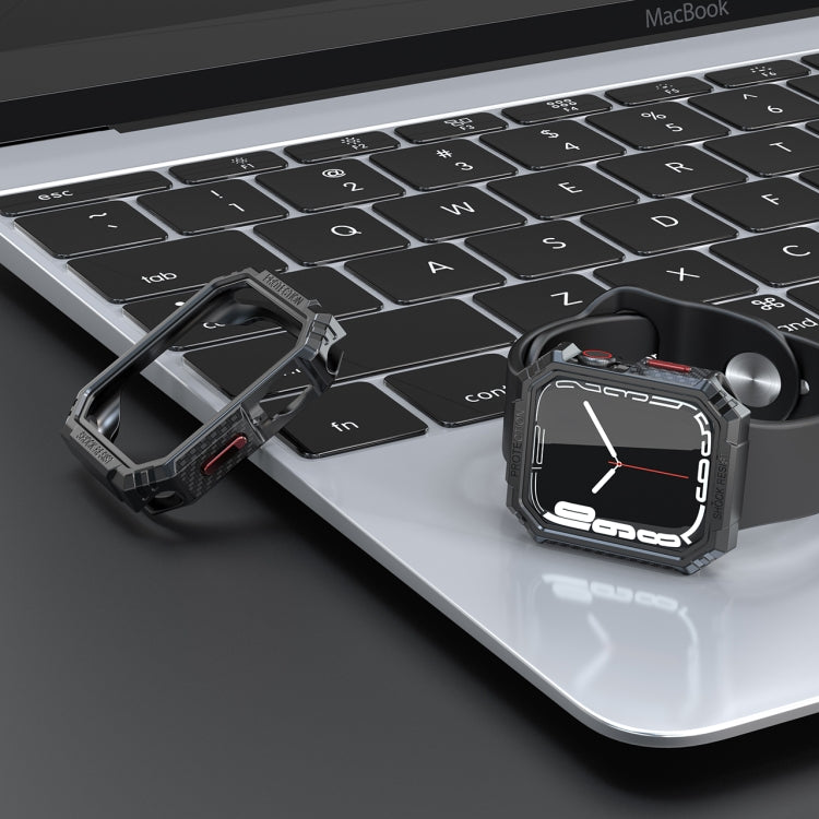 Carbon Fiber Contrast Color Protective Case, For Apple Watch Series 9 / 8 / 7 41mm, For Apple Watch Series 9 / 8 / 7 45mm, For Apple Watch Series 6 & SE & 5 & 4 44mm, For Apple Watch Series 6 & SE & 5 & 4 40mm