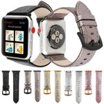 Glitter Genuine Leather Watch Band For Apple Watch Series, 7 41mm / 6&SE&5&4 40mm / 3&2&1 38mm, 7 45mm / 6&SE&5&4 44mm / 3&2&1 42mm