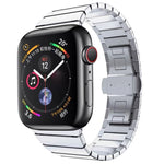 One-bead Steel Butterfly Buckle Watch Band For Apple Watch Series, For Apple Watch Ultra 49mm / Series 8&7 45mm, For Apple Watch Series 8&7 41mm, 7 41mm / 6&SE&5&4 40mm / 3&2&1 38mm, 7 45mm / 6&SE&5&4 44mm / 3&2&1 42mm