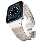 One-bead Steel Butterfly Buckle Watch Band For Apple Watch Series, For Apple Watch Ultra 49mm / Series 8&7 45mm, For Apple Watch Series 8&7 41mm, 7 41mm / 6&SE&5&4 40mm / 3&2&1 38mm, 7 45mm / 6&SE&5&4 44mm / 3&2&1 42mm