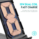 D2 حامل شاحن لاسلكي سريع متعدد الوظائف 6 في 1 بقدرة 15W كحد أقصى