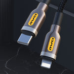 كابل بيانات شحن سريع awei CL-125L Type-C / USB-C إلى 8 دبابيس، الطول: 1م