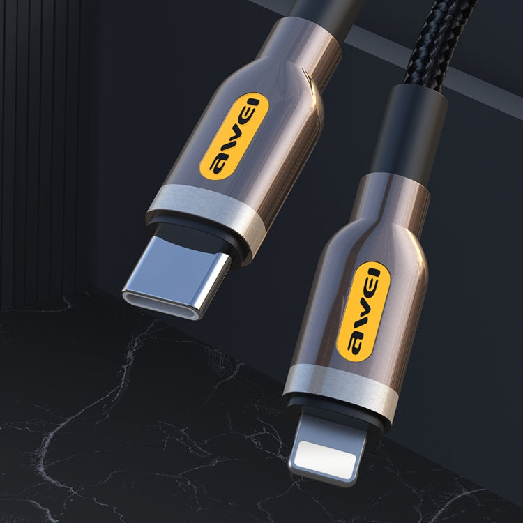 كابل بيانات شحن سريع awei CL-125L Type-C / USB-C إلى 8 دبابيس، الطول: 1م
