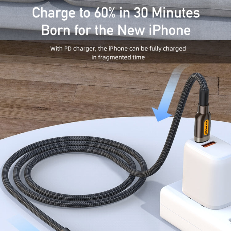 كابل بيانات شحن سريع awei CL-125L Type-C / USB-C إلى 8 دبابيس، الطول: 1م