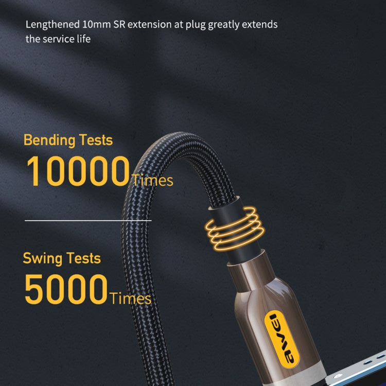 كابل بيانات شحن سريع awei CL-125L Type-C / USB-C إلى 8 دبابيس، الطول: 1م