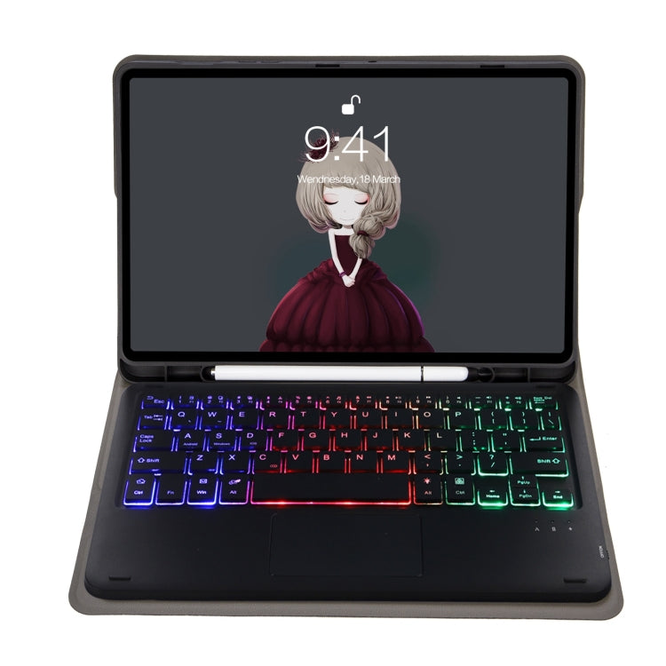 غطاء جلد للتابلت مع فتحة قلم ولوحة لمس ولوحة مفاتيح بلوتوث، جلد طبيعي، لطراز iPad 9.7 2018 و2017 / Pro 9.7 / Air 2، لطراز iPad 10.2 2021 و2020 و2019 / Air 2019 / Pro 10.5، لطراز iPad Air 11 2025 / 2024 / Air 2022 و2020 / Pro 11 2021 و2020 و2018