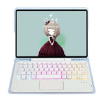 T07B-AS Skin Feel Pen Slot Touch Pad Bluetooth Keyboard Leather Tablet Case, For iPad 9.7 2018&2017 / Pro 9.7 / Air 2, For iPad 10.2 2021&2020&2019/Air 2019/Pro 10.5, For iPad Air 11 2025 / 2024 / Pro 11 2021&2020&2018                                  ...