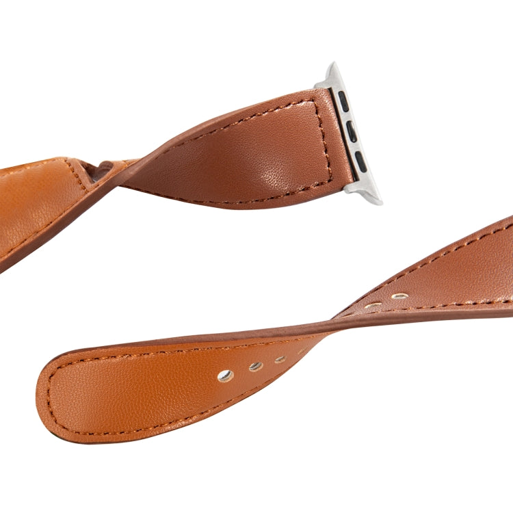 Nail Silver Buckle Leather Watch Band For Apple Watch Series, 7 41mm / 6&SE&5&4 40mm / 3&2&1 38mm, 7 45mm / 6&SE&5&4 44mm / 3&2&1 42mm