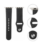 Nail Silver Buckle Leather Watch Band For Apple Watch Series, 7 41mm / 6&SE&5&4 40mm / 3&2&1 38mm, 7 45mm / 6&SE&5&4 44mm / 3&2&1 42mm