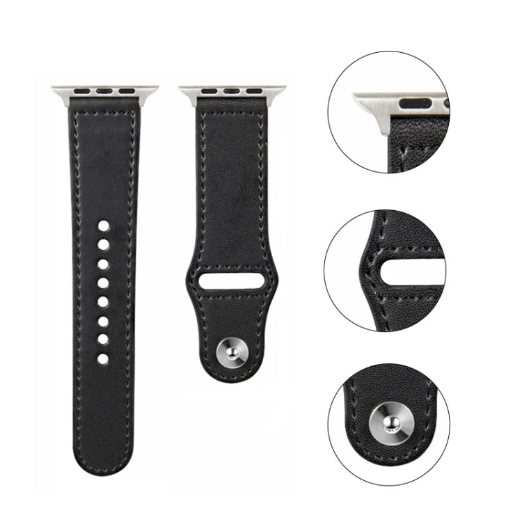 Nail Silver Buckle Leather Watch Band For Apple Watch Series, 7 41mm / 6&SE&5&4 40mm / 3&2&1 38mm, 7 45mm / 6&SE&5&4 44mm / 3&2&1 42mm