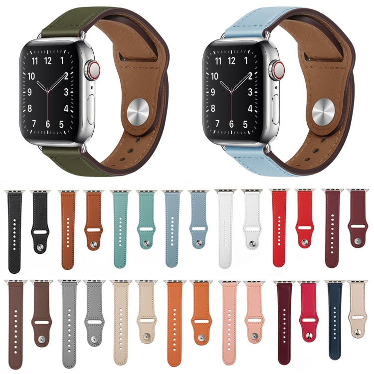 Nail Silver Buckle Leather Watch Band For Apple Watch Series, 7 41mm / 6&SE&5&4 40mm / 3&2&1 38mm, 7 45mm / 6&SE&5&4 44mm / 3&2&1 42mm