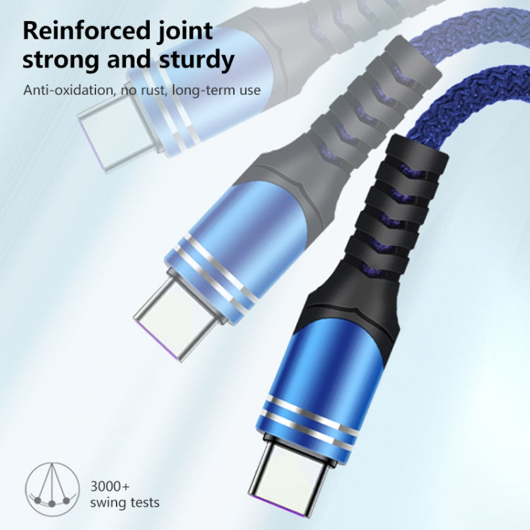 كابل شحن USB منسوج 6A، طول الكابل: 1م، USB-C / Type-C، Micro USB، 8 دبابيس