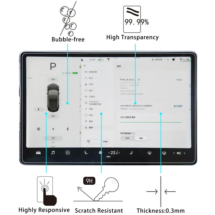 2 PCS Car Navigator Protective Film Tempered Glass Film For Tesla 15.6, For Tesla 15.6 (2 PCS), For TCL Tab 10s / Enjoy 2 / T10 / T10S / Honor X8 / Honor 8 Lite (2 PCS), For TCL TabMax 10.4 / Honor Tablet V7 (2 PCS), For Amazon Kindle Fire 7 2022 (2 PC...