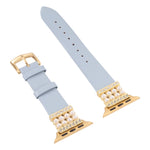 Pearl Diamond Leather Watch Band For Apple Watch Series, 7 41mm / 6&SE&5&4 40mm / 3&2&1 38mm, 7 45mm / 6&SE&5&4 44mm / 3&2&1 42mm