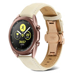 Butterfly Buckle Stitching Genuine Leather Watch Band, For Samsung Galaxy Watch4 20mm, For Huawei Watch GT 3 Pro 22mm