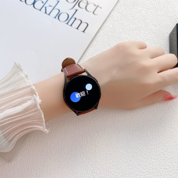 Butterfly Buckle Stitching Genuine Leather Watch Band, For Samsung Galaxy Watch4 20mm, For Huawei Watch GT 3 Pro 22mm