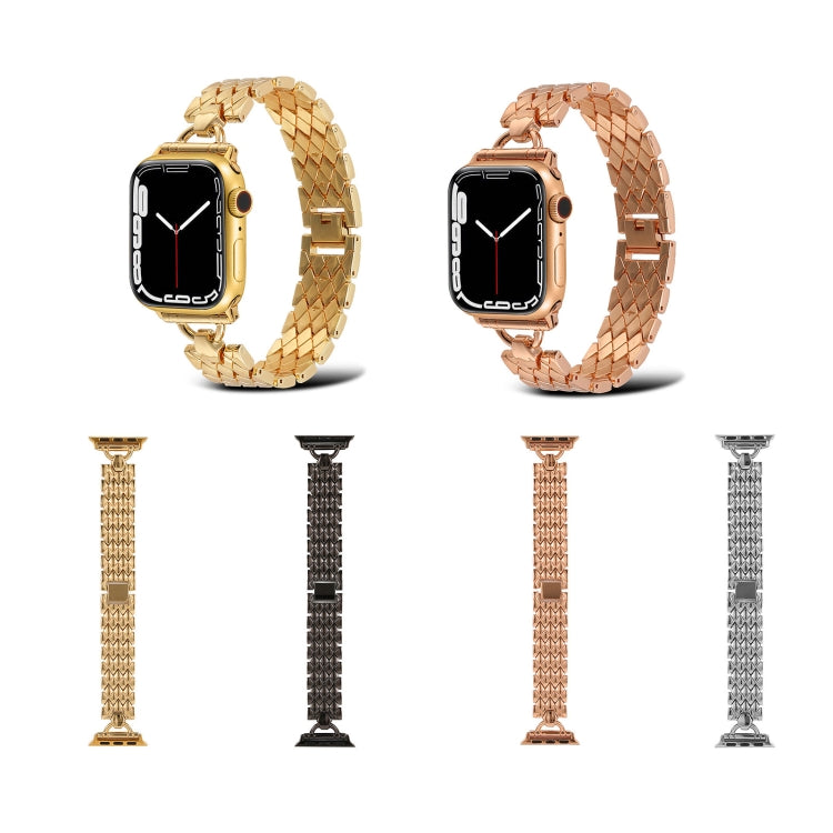 D-shaped Rhombus Metal Watch Band For Apple Watch Series, 7 41mm / 6&SE&5&4 40mm / 3&2&1 38mm, 7 45mm / 6&SE&5&4 44mm / 3&2&1 42mm