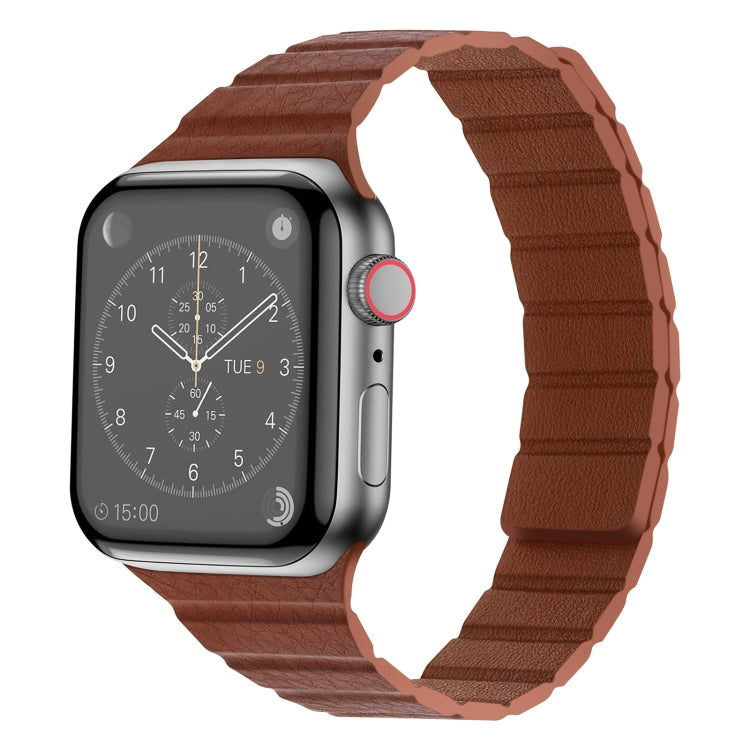 Strong Magnetic Leather Watch Band For Apple Watch Series, 7 41mm / 6&SE&5&4 40mm / 3&2&1 38mm, 7 45mm / 6&SE&5&4 44mm / 3&2&1 42mm