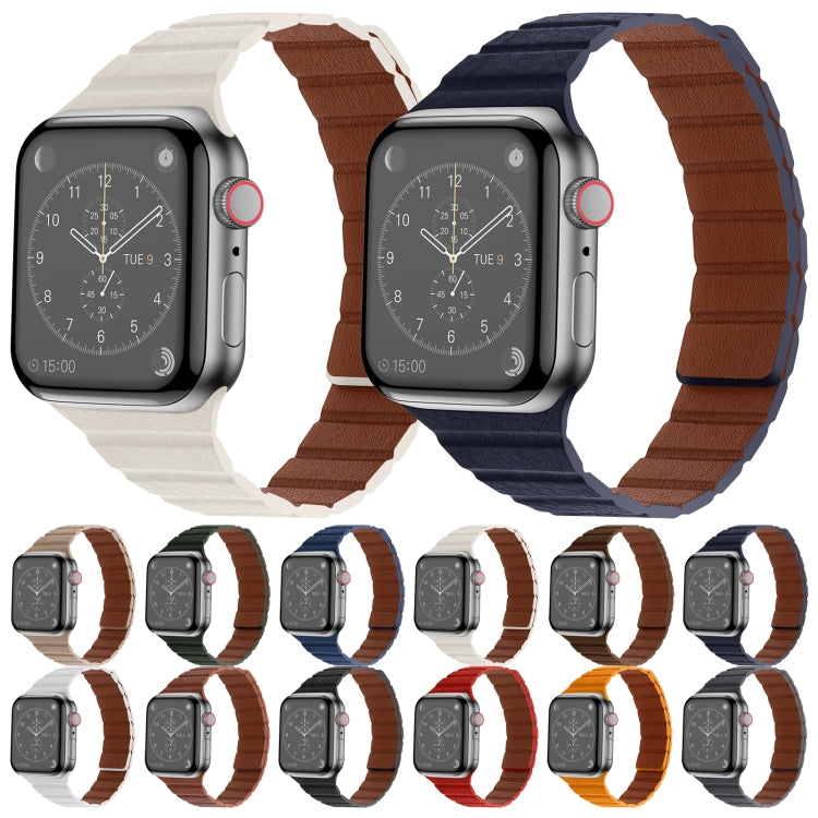Strong Magnetic Leather Watch Band For Apple Watch Series, 7 41mm / 6&SE&5&4 40mm / 3&2&1 38mm, 7 45mm / 6&SE&5&4 44mm / 3&2&1 42mm