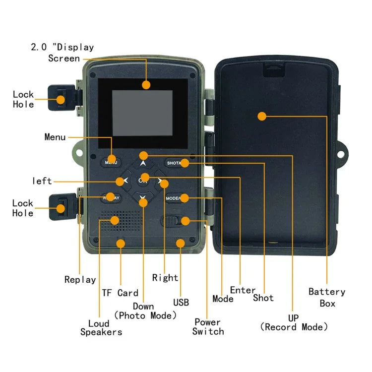PR3000 2 Inch LCD Screen Infrared Night Vision Wildlife Hunting Trail Camera, PR3000