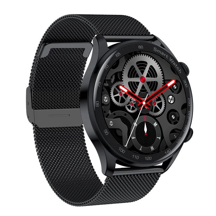 AK32 1.36 inch IPS Touch Screen Smart Watch, Support Bluetooth Calling/Blood Oxygen Monitoring,Style: Steel Watch Band, Steel Watch Band(Black)