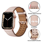 Double Buckles Leather Watch Band For Apple Watch Series, 7 41mm / 6&SE&5&4 40mm / 3&2&1 38mm, 7 45mm / 6&SE&5&4 44mm / 3&2&1 42mm