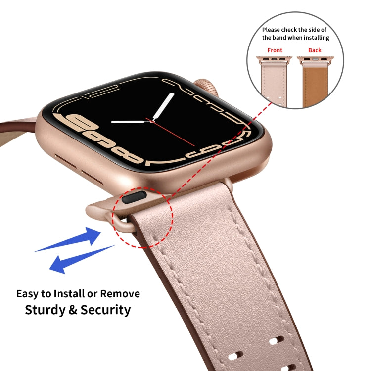 Double Buckles Leather Watch Band For Apple Watch Series, 7 41mm / 6&SE&5&4 40mm / 3&2&1 38mm, 7 45mm / 6&SE&5&4 44mm / 3&2&1 42mm