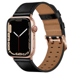 Double Buckles Leather Watch Band For Apple Watch Series, 7 41mm / 6&SE&5&4 40mm / 3&2&1 38mm, 7 45mm / 6&SE&5&4 44mm / 3&2&1 42mm