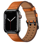 Double Buckles Leather Watch Band For Apple Watch Series, 7 41mm / 6&SE&5&4 40mm / 3&2&1 38mm, 7 45mm / 6&SE&5&4 44mm / 3&2&1 42mm