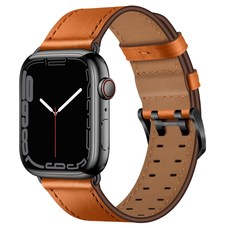 Double Buckles Leather Watch Band For Apple Watch Series, 7 41mm / 6&SE&5&4 40mm / 3&2&1 38mm, 7 45mm / 6&SE&5&4 44mm / 3&2&1 42mm