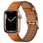 Double Buckles Leather Watch Band For Apple Watch Series, 7 41mm / 6&SE&5&4 40mm / 3&2&1 38mm, 7 45mm / 6&SE&5&4 44mm / 3&2&1 42mm