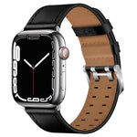Double Buckles Leather Watch Band For Apple Watch Series, 7 41mm / 6&SE&5&4 40mm / 3&2&1 38mm, 7 45mm / 6&SE&5&4 44mm / 3&2&1 42mm