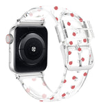 حزام ساعة شفاف بمشبك مربع لسلسلة Apple Watch، 7 مقاس 41 مم / 6 و SE و 5 و 4 مقاس 40 مم / 3 و 2 و 1 مقاس 38 مم، 7 مقاس 45 مم / 6 و SE و 5 و 4 مقاس 44 مم / 3 و 2 و 1 مقاس 42 مم