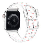 حزام ساعة شفاف بمشبك مربع لسلسلة Apple Watch، 7 مقاس 41 مم / 6 و SE و 5 و 4 مقاس 40 مم / 3 و 2 و 1 مقاس 38 مم، 7 مقاس 45 مم / 6 و SE و 5 و 4 مقاس 44 مم / 3 و 2 و 1 مقاس 42 مم