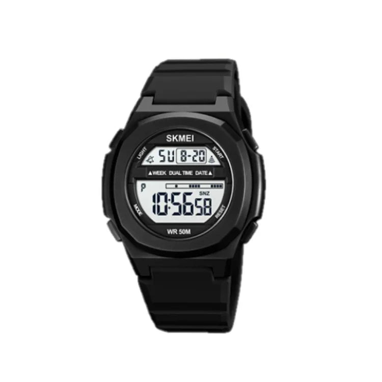 SKMEI 1821 Stainless Steel Buckle Silicone Strap Electronic Watch