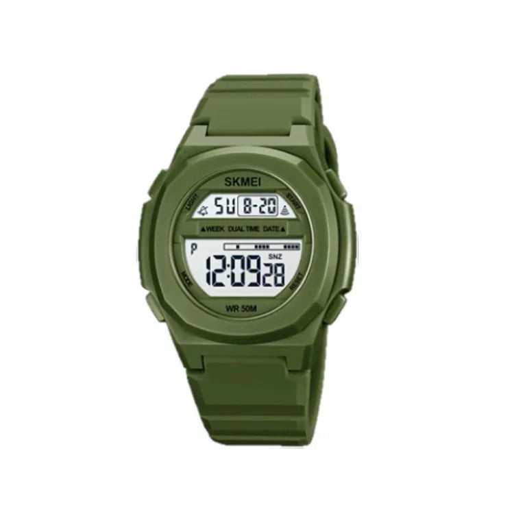 SKMEI 1821 Stainless Steel Buckle Silicone Strap Electronic Watch