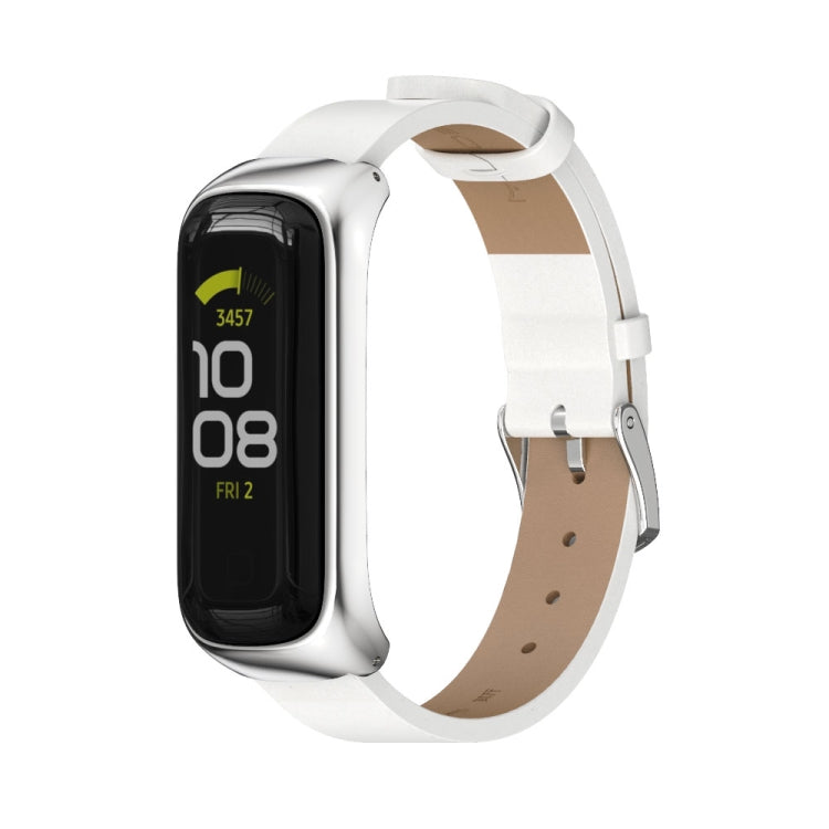 MIJOBS Uhrengehäuse aus Metall und Mikrofaser-Lederarmband, für Samsung Galaxy Fit 2