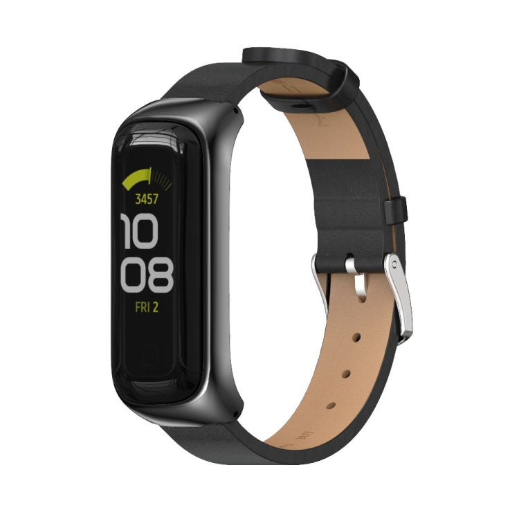 MIJOBS Uhrengehäuse aus Metall und Mikrofaser-Lederarmband, für Samsung Galaxy Fit 2