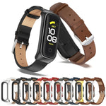 MIJOBS Uhrengehäuse aus Metall und Mikrofaser-Lederarmband, für Samsung Galaxy Fit 2